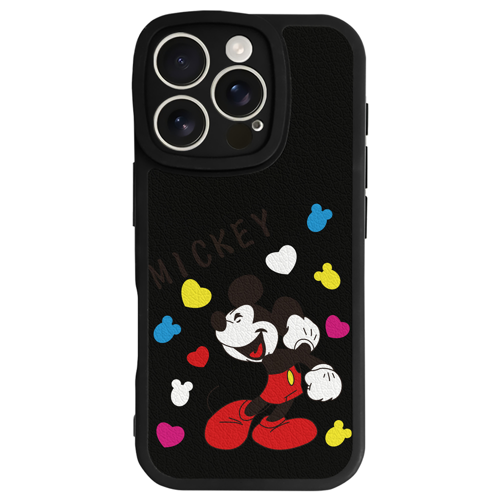 （画像用） ミッキーマウス Mickey Mouse 【iPhone 16シリーズ対応】シリコンスマホケース（レザー調） 材質：シリコン
